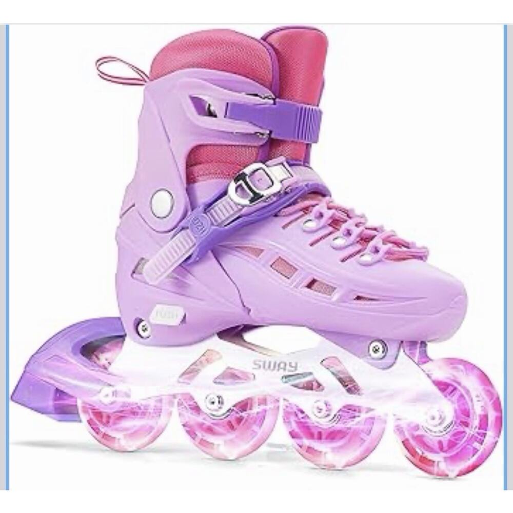 SWAY Inline Skates 4 Size Adjustable for Girls and Boys 4-7 US
